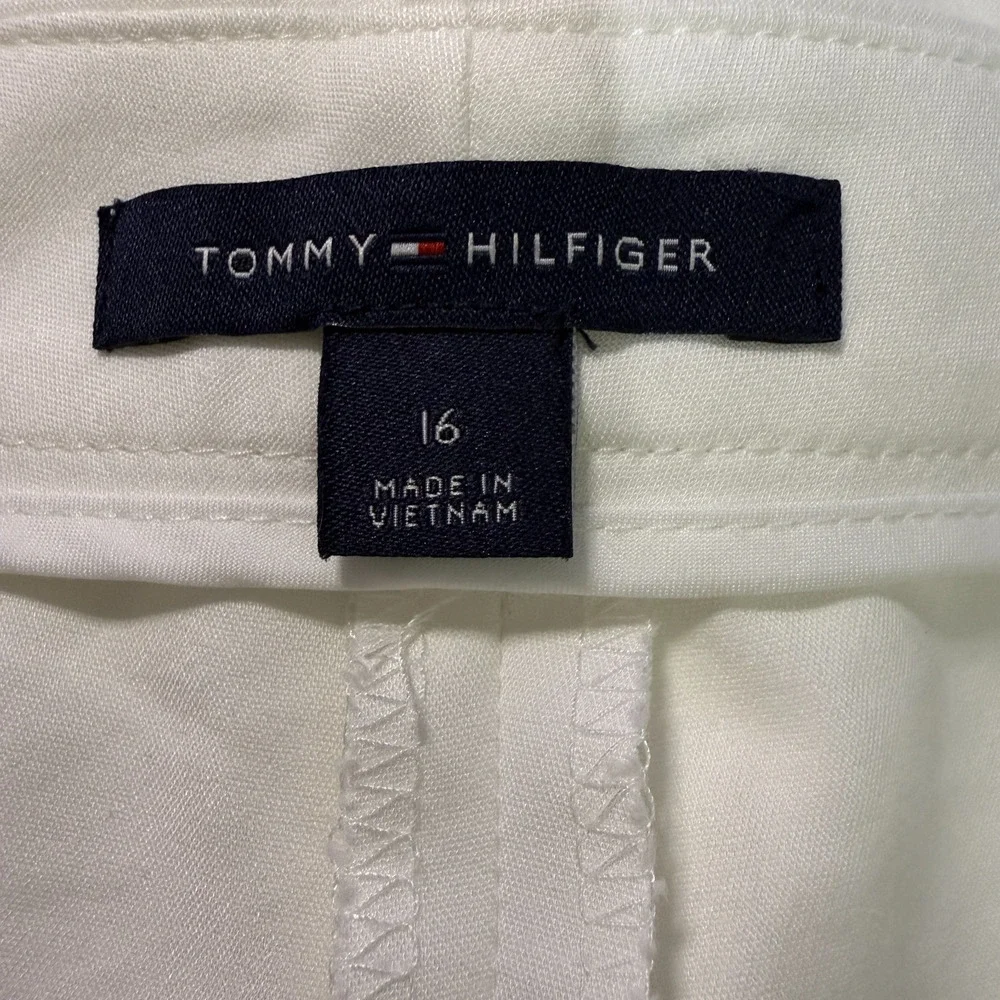 Tommy Hilfiger Ivy Straight Leg Pants‎ Womens Size 16 White Cotton Preppy Career